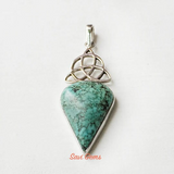 Natural Turquoise & Mother of Pearl Sterling Silver Pendant