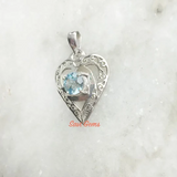 Facetted Blue Topaz Heart Sterling Silver Pendant