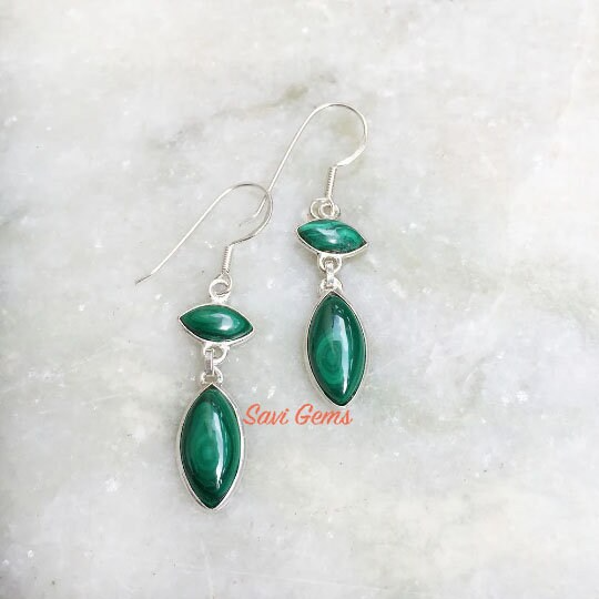 Malachite 925 Sterling Silver Earring