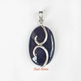 Blue Goldstone Sterling Silver Pendant