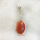 Facetted Golden Sunstone 925 Sterling Silver Pendant