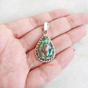 Abalone Teardrop Sterling Silver Pendant