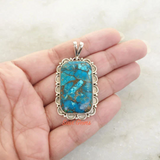 Blue Copper Turquoise Sterling Silver Pendant