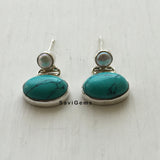 Turquoise & Pearl Oval Sterling Silver Earring