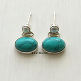 Turquoise & Pearl Oval Sterling Silver Earring