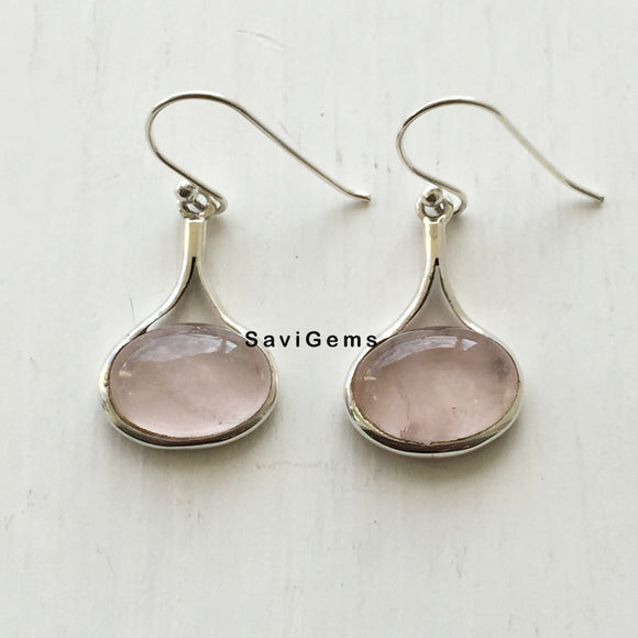 Rose Quartz Sterling Silver Earring