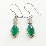 Rainbow Moonstone & Green Onyx Marquise Sterling Silver Earring