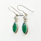 Rainbow Moonstone & Green Onyx Marquise Sterling Silver Earring