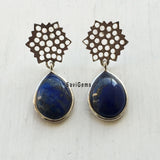 Lapis Lazuli Honeycomb Sterling Silver Earring