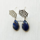 Lapis Lazuli Honeycomb Sterling Silver Earring