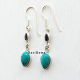 Black Onyx & Turquoise Sterling Silver Earring