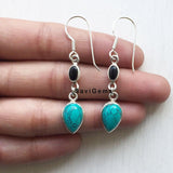 Black Onyx & Turquoise Sterling Silver Earring