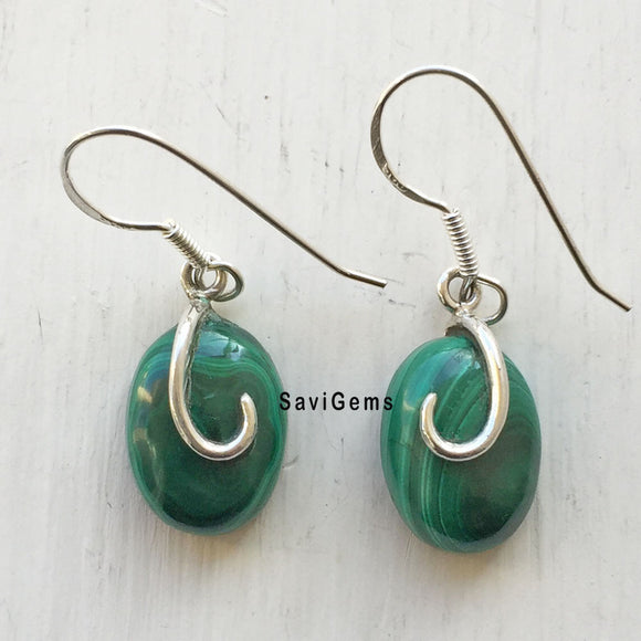 Malachite Simple Sterling Silver Earring