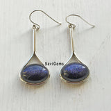 Blue Sunstone Hanging Sterling Silver Earring