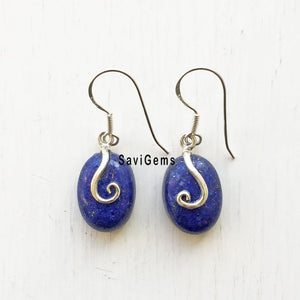 Lapis Lazuli Swirl Sterling Silver Earring