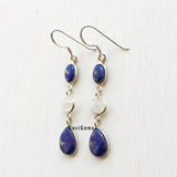 Lapis Lazuli & Rainbow Moonstone Silver Earring