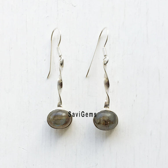 Labradorite Twisted Sterling Silver Earring