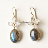 Labradorite & Rainbow Moonstone Sterling Silver Earring