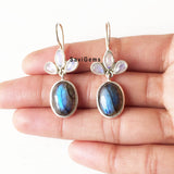 Labradorite & Rainbow Moonstone Sterling Silver Earring
