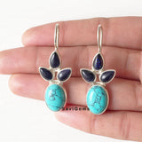 Turquoise & Blue Sunstone Sterling Silver Earring