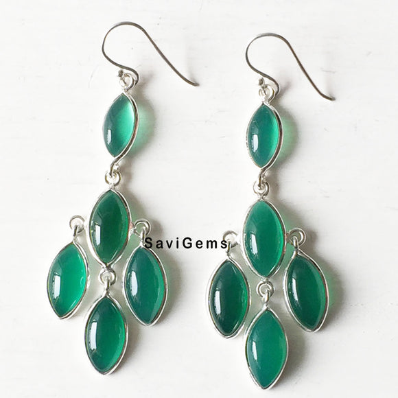 Green Onyx Chandelier Sterling Silver Earring