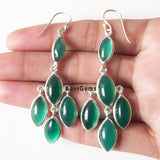 Green Onyx Chandelier Sterling Silver Earring