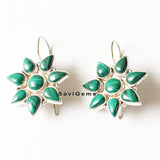 Malachite Flower Sterling Silver Earring