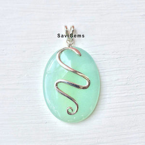 Aqua Chalcedony Snake Sterling Silver pendant