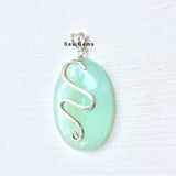 Aqua Chalcedony Snake Sterling Silver pendant