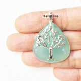 Aqua Chalcedony Tree Sterling Silver pendant