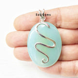 Aqua Chalcedony Snake Sterling Silver pendant