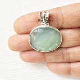 Aqua Chalcedony Facetted Oval Sterling Silver pendant