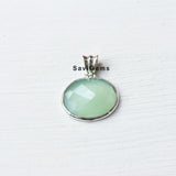 Aqua Chalcedony Facetted Oval Sterling Silver pendant
