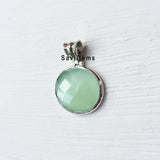 Aqua Chalcedony Facetted Oval Sterling Silver pendant