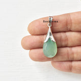 Aqua Chalcedony Facetted Petal Sterling Silver pendant