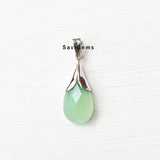Aqua Chalcedony Facetted Petal Sterling Silver pendant