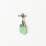 Aqua Chalcedony Facetted Petal Sterling Silver pendant