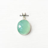 Aqua Chalcedony Facetted Sterling Silver Pendant