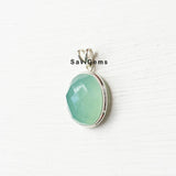 Aqua Chalcedony Facetted Sterling Silver Pendant