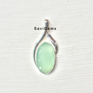 Aqua Chalcedony Twisted Sterling Silver pendant