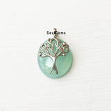 Aqua Chalcedony Eco Tree Sterling Silver Pendant