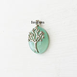 Aqua Chalcedony Eco Tree Sterling Silver Pendant