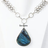 Labradorite Chunky Silver Necklace