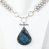 Labradorite Chunky Silver Necklace