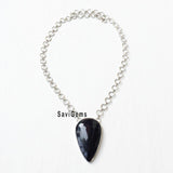 Black Onyx Facetted Silver Necklace