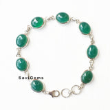 Green Onyx Oval Sterling Silver Bracelet