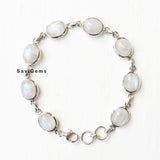Rainbow Moonstone Sterling Silver Bracelet