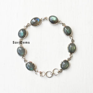 Labradorite Oval Sterling Silver Bracelet