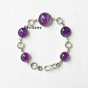 Amethyst Round Sterling Silver Bracelet