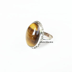 Tiger's Eye Knotted Sterling Silver Ring